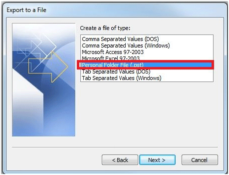 Outlook Export to File